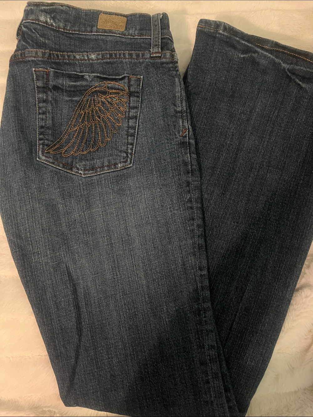 See Thru Soul Dark Blue Wide Leg Flared Jeans - Picture 2 of 5